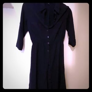 Navy button up 3/4 sleeve dress